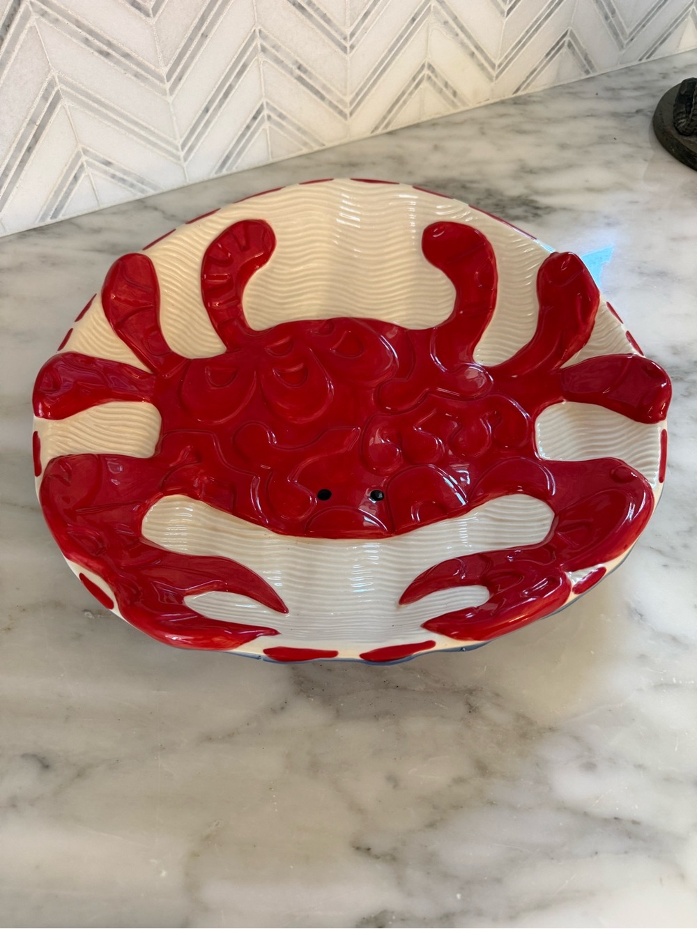 Mud Pie Red and White Crab Serving Bowl